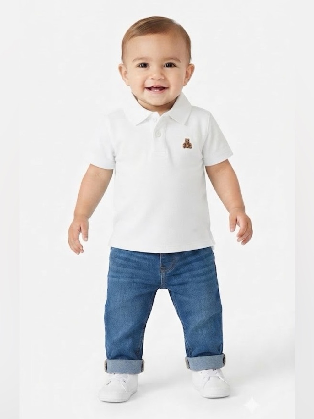 GAP White Polo Shirt with Teddy Chest Patch
